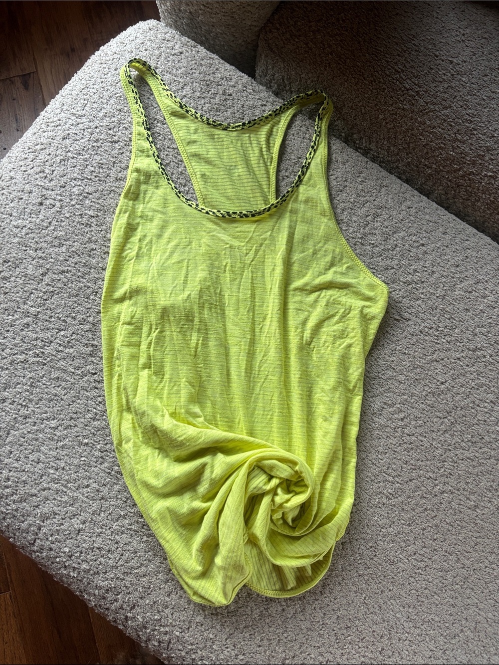 lululemon athletica Neon Yellow Racerback Tank with Contrast Trim